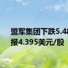 盟军集团下跌5.48%，报4.395美元/股