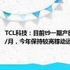 TCL科技：目前t9一期产能100K/月，今年保持较高稼动运行