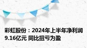 彩虹股份：2024年上半年净利润9.16亿元 同比扭亏为盈