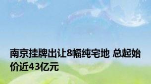 南京挂牌出让8幅纯宅地 总起始价近43亿元