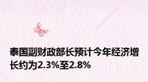 泰国副财政部长预计今年经济增长约为2.3%至2.8%