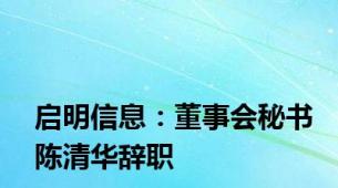 启明信息：董事会秘书陈清华辞职