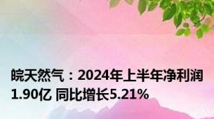 皖天然气：2024年上半年净利润1.90亿 同比增长5.21%