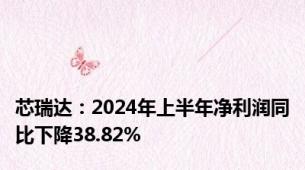 芯瑞达：2024年上半年净利润同比下降38.82%