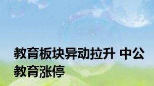 教育板块异动拉升 中公教育涨停