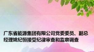 广东省能源集团有限公司党委委员、副总经理姚纪恒接受纪律审查和监察调查