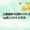 力源信息今日跌8.52% 深股通jing买入5314.15万元