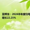 亚辉龙：2024半年度归母净利润增长22.25%