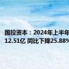 国投资本：2024年上半年净利润12.51亿 同比下降25.88%