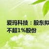 爱玛科技：股东拟减持不超1%股份