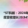 *ST科新：2024年半年度营收增长20.94%