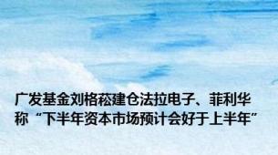 广发基金刘格菘建仓法拉电子、菲利华 称“下半年资本市场预计会好于上半年”