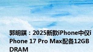 郭明錤：2025新款iPhone中仅iPhone 17 Pro Max配备12GB DRAM