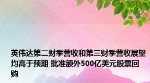 英伟达第二财季营收和第三财季营收展望均高于预期 批准额外500亿美元股票回购