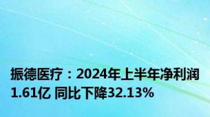 振德医疗：2024年上半年净利润1.61亿 同比下降32.13%