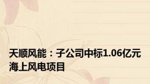 天顺风能：子公司中标1.06亿元海上风电项目