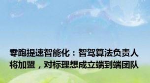 零跑提速智能化：智驾算法负责人将加盟，对标理想成立端到端团队