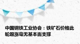 中国钢铁工业协会：铁矿石价格此轮跟涨毫无基本面支撑