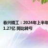 春兴精工：2024年上半年净亏损1.27亿 同比转亏