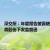 深交所：年度报告披露错误对迪森股份下发监管函