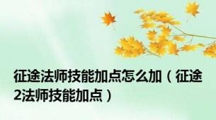 征途法师技能加点怎么加（征途2法师技能加点）