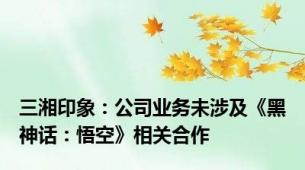 三湘印象：公司业务未涉及《黑神话：悟空》相关合作