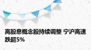 高股息概念股持续调整 宁沪高速跌超5%