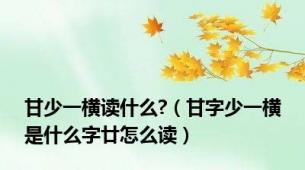 甘少一横读什么?（甘字少一横是什么字廿怎么读）