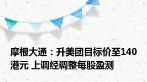 摩根大通：升美团目标价至140港元 上调经调整每股盈测