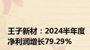 王子新材：2024半年度净利润增长79.29%