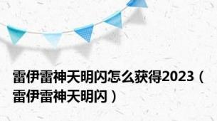 雷伊雷神天明闪怎么获得2023（雷伊雷神天明闪）