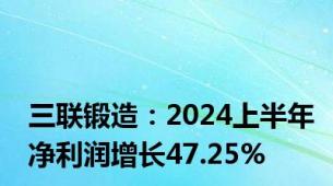 三联锻造：2024上半年净利润增长47.25%