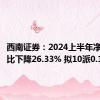 西南证券：2024上半年净利润同比下降26.33% 拟10派0.1元