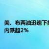 美、布两油迅速下挫，日内跌超2%