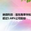 纳微科技：股东陈荣华拟减持不超过1.68%公司股份