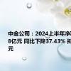 中金公司：2024上半年净利润22.28亿元 同比下降37.43% 拟10派0.9元