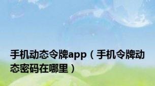 手机动态令牌app（手机令牌动态密码在哪里）