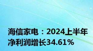 海信家电：2024上半年净利润增长34.61%