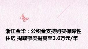 浙江金华：公积金支持购买保障性住房 提取额度提高至3.6万元/年