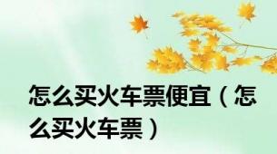 怎么买火车票便宜（怎么买火车票）