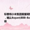 标普将小米集团展望调整为正面，确认"BBB-"评级