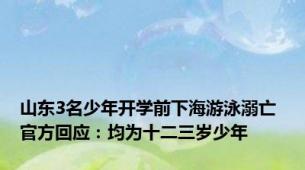 山东3名少年开学前下海游泳溺亡 官方回应：均为十二三岁少年