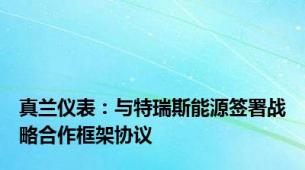 真兰仪表：与特瑞斯能源签署战略合作框架协议