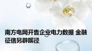 南方电网开售企业电力数据 金融征信另辟蹊径