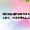 国内商品期货夜盘原油合约收涨0.66%，沪金收涨0.11%