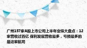 广州157家A股上市公司上半年业绩大盘点：12家营收过百亿 保利发展营收最多，亏损最多的是这家航司