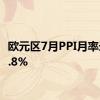 欧元区7月PPI月率录得0.8%