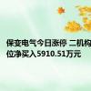 保变电气今日涨停 二机构专用席位净买入5910.51万元