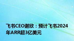 飞书CEO谢欣：预计飞书2024年ARR超3亿美元