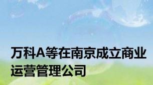 万科A等在南京成立商业运营管理公司